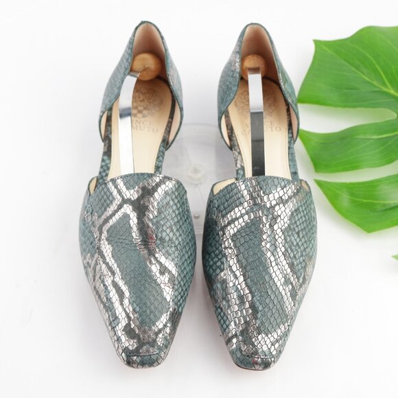 Vince Camuto Shoes - Vince Camuto Womens Kordie D'Orsay Flats Size 8.5 Blue Teal Python Slip On Shoes